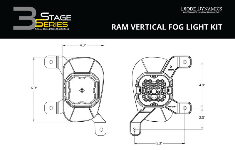 Diode Dynamics SS3 Sport Type Ram Vert Kit ABL - White SAE Fog - DD7084