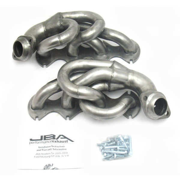 JBA 05-10 Ford Mustang 4.6L 3V 1-5/8in Primary Raw 409SS Cat4Ward Header - 1675S for 2005-2010 Ford Mustang - front view