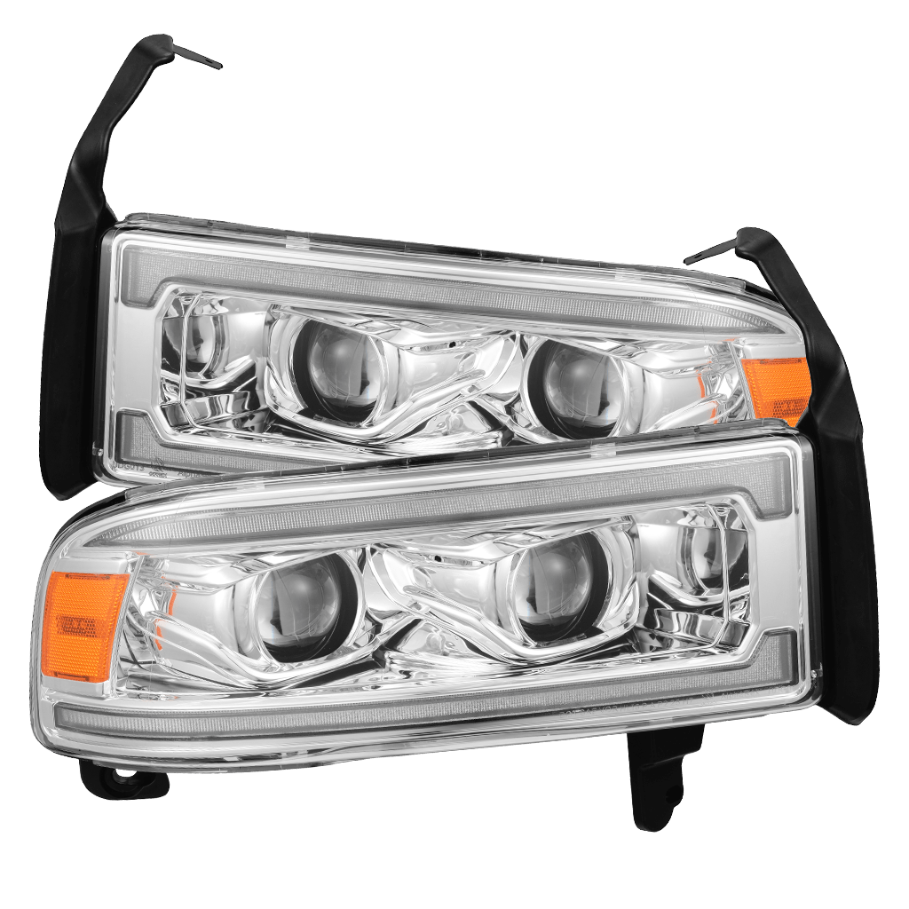AlphaRex 94-01 Dodge Ram 1500 LUXX LED Headlights Chrome w/ Activ. Light Seq. Signal and SB DRL - 880354 for 1994-2001 Dodge 