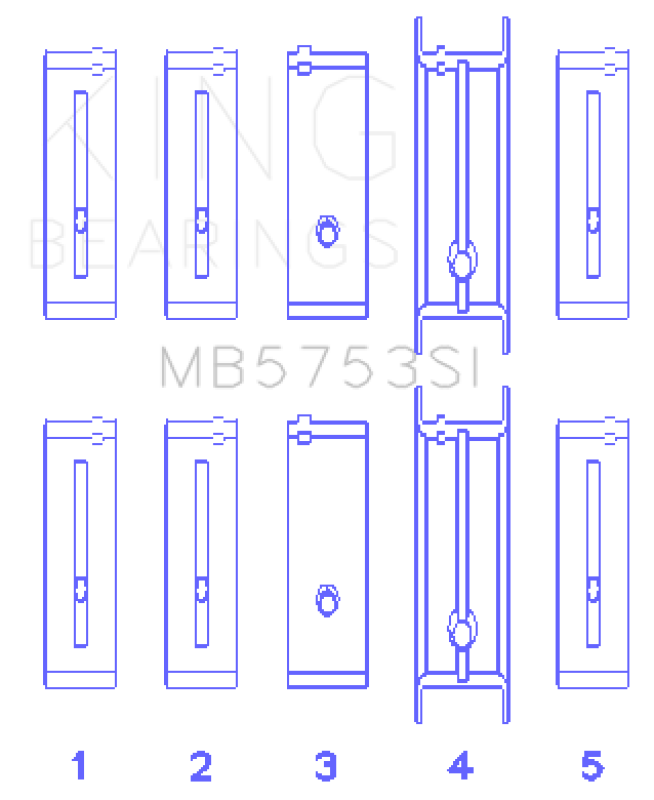 King Engine Bearings ChevrolET/Isuzu Ohv Ln2 Fl O/S 010 (Size +0.75mm) Main Bearing Set - MB5753SI0.75