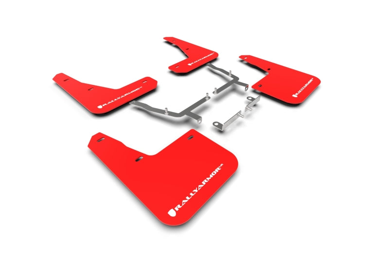Rally Armor 19-24 Ford Focus ST MK4 Red UR Mud Flap w/White Logo - MF77-UR-RD/WH