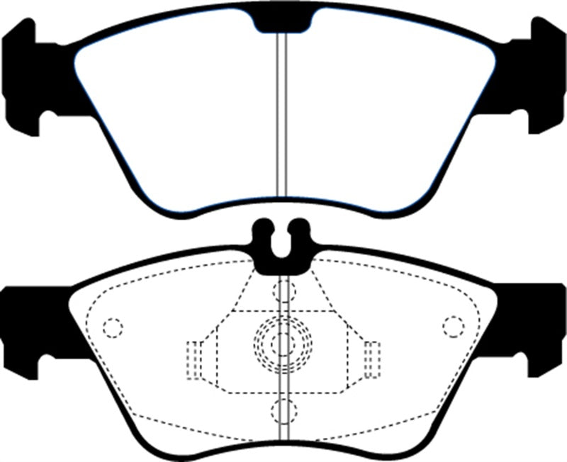 EBC 03-08 Chrysler Crossfire 3.2 Ultimax2 Front Brake Pads - UD740 for 1996-2009 Mercedes Benz E Class - installed view