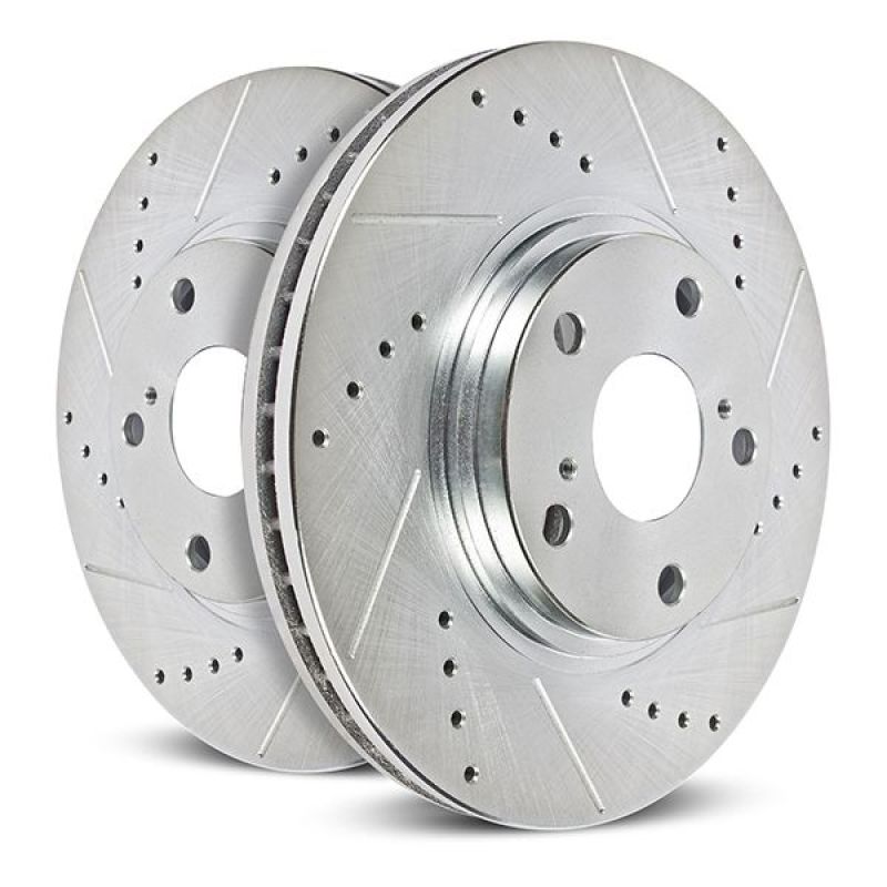 Power Stop 21-22 Ford F-150 Rear Drilled & Slotted Rotor (Pair) - AR85208XPR for 2021-2025 Ford F 150