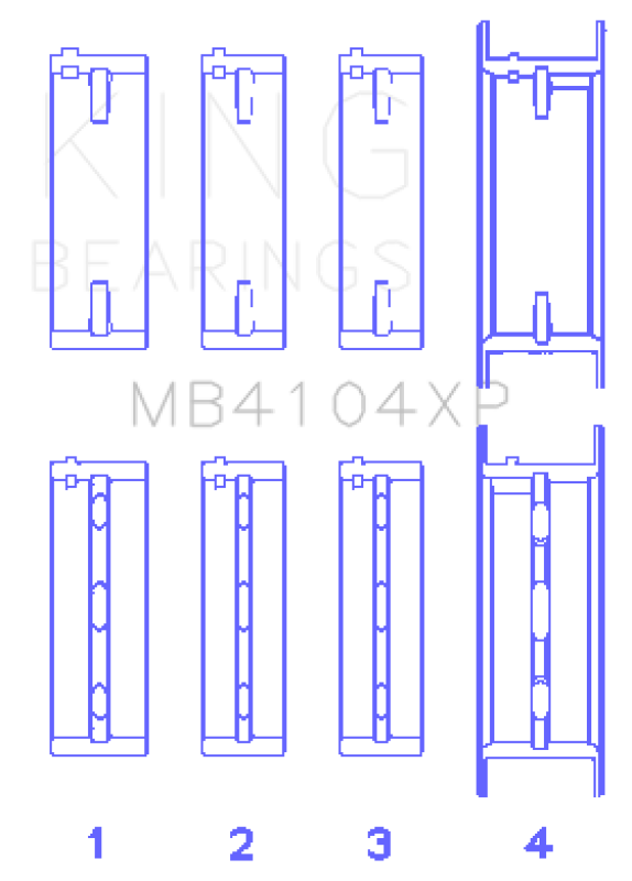 King Nissan VG30DE/VG30DETT (Size +.025) Performance Main Bearing Set - MB4104XP.026