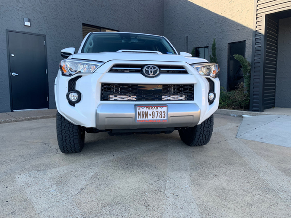 Cali Raised 14-24 Toyota 4Runner 32In Hidden Grille LED Light Bar Brackets - w/ Light Bar - CR2492 - front view