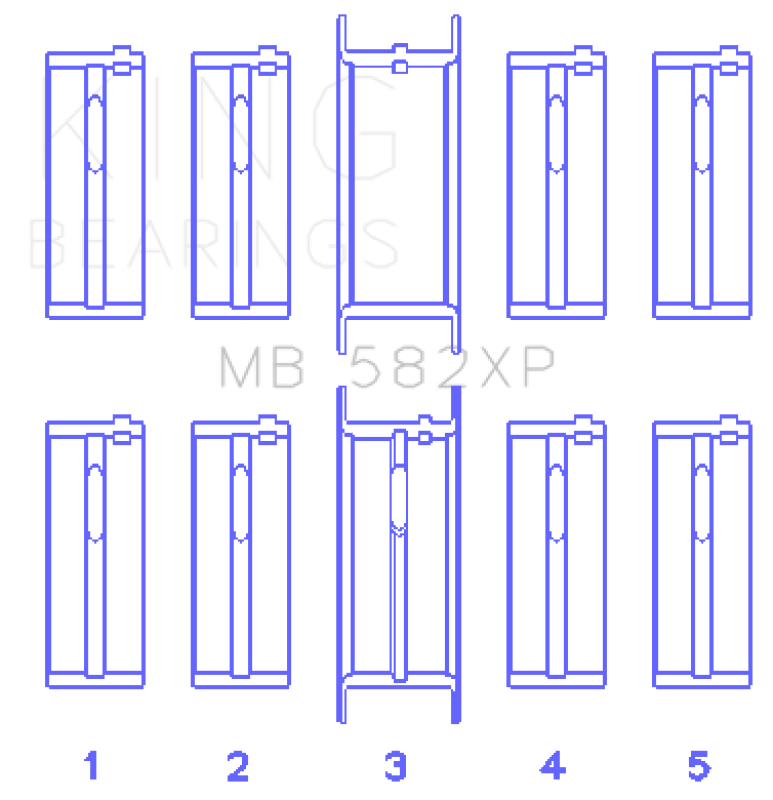 King Engine Bearings Ford 2.0/2.3L 8V (Size +0.50mm) Main Bearing Set - MB582XP0.5