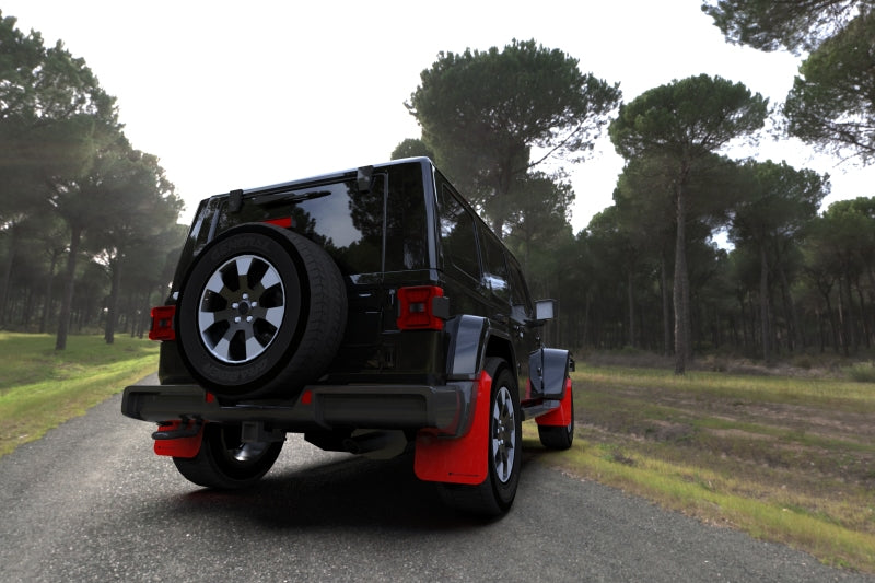 Rally Armor 18-24 Jeep JL Wrangler Red UR Mud Flap w/Black Logo - MF54-UR-RD/BLK