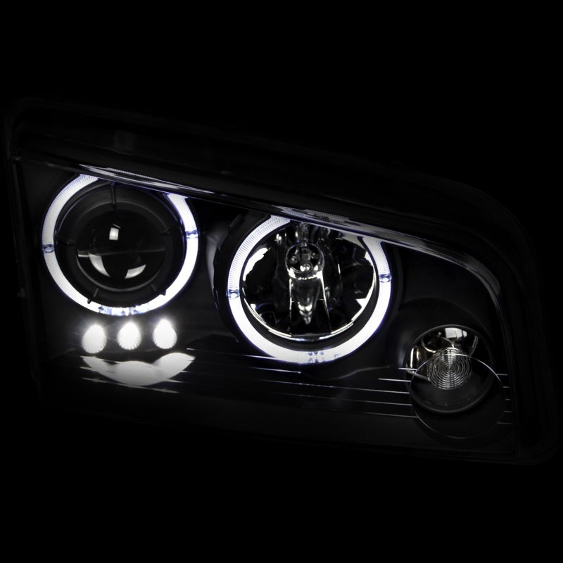 ANZO 2006-2010 Dodge Charger Projector Headlights w/ Halo Black - 121381