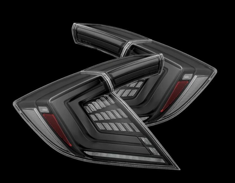 AlphaRex 16-21 Honda Civic Hatchback/ Type-R FK8 Nova-Series LED Tail Lights (Pair) - Alpha Black - 676000