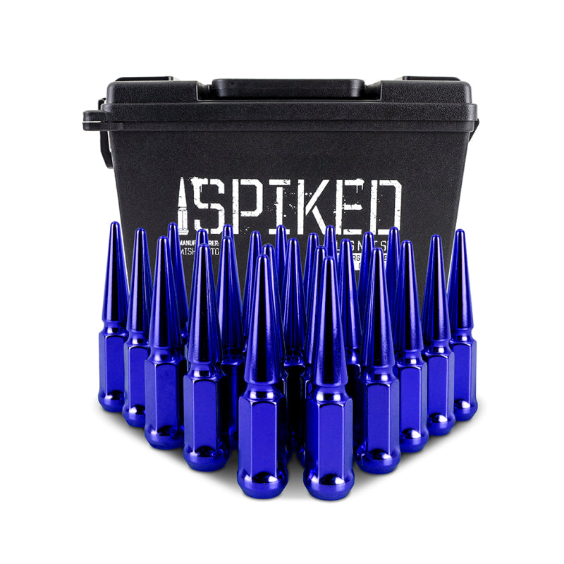 Mishimoto Mishimoto Steel Spiked Lug Nuts M14 x 1.5 24pc Set Blue - MMLG-SP1415-24BL