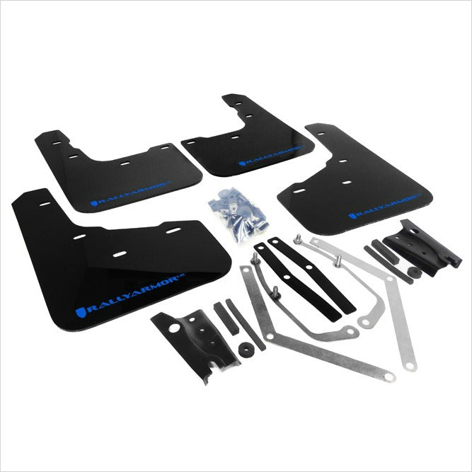 Clearance - Rally Armor 13-19 Ford Fiesta ST Black UR Mud Flap w/Blue Logo - RALMF29-UR-BLK/BL