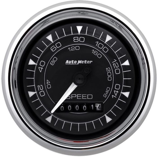 AutoMeter Chrono 3-3/8in 160MPH Electric Programmable Speedometer Gauge - Chrome - 9788