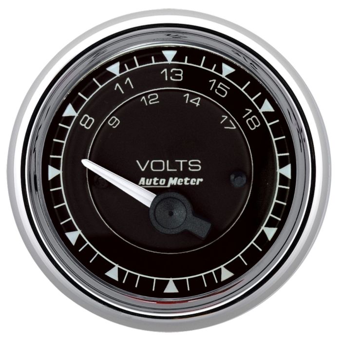 AutoMeter Chrono 2-1/16in 18V Electric Voltmeter Gauge - Chrome - 9792