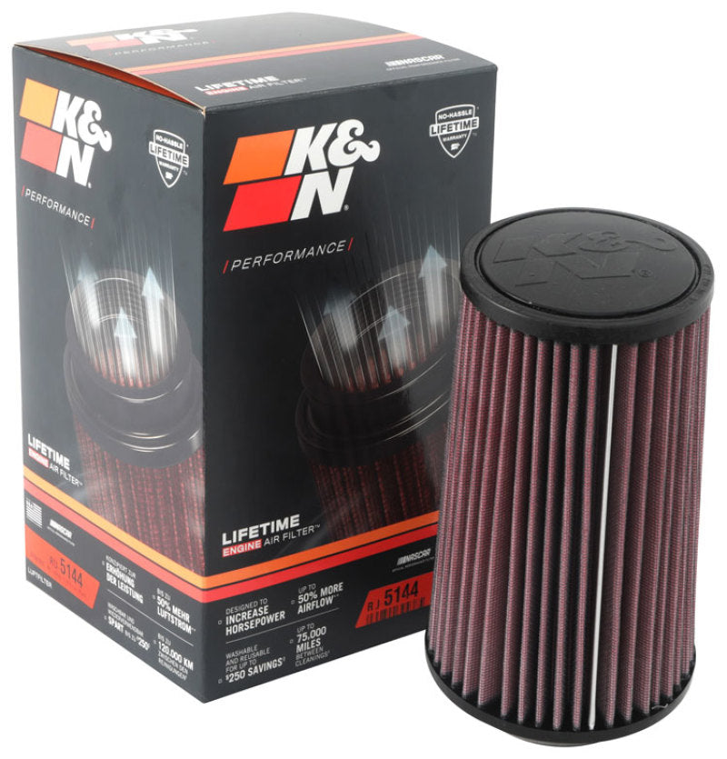 K&amp;N Filter Universal Rubber Filter 2.75in Flange 4.75in Base 4in Top 8in Height - RU-5144
