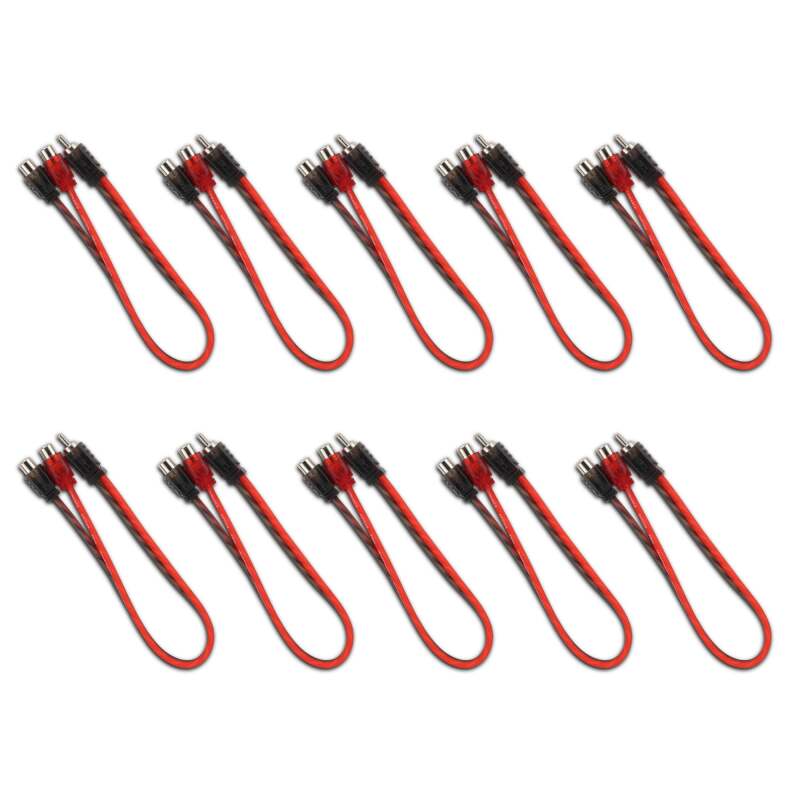 DS18 Level 1 RCA Y Connector 1 Male to 2 Female 10 x Pack - RCA-1M2F.10PK - front view