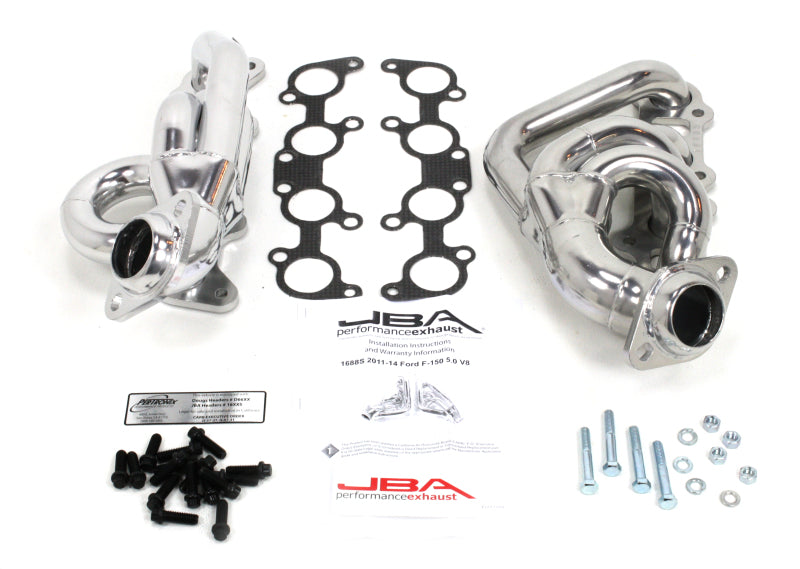 JBA 11-14 Ford F-150 5.0L Coyote 1-5/8in Primary Silver Ctd Cat4Ward Header - 1688SJS