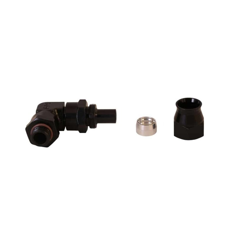 Aeromotive PTFE Hose End - AN-06 to AN-08 Hose - 90 Deg - Black Anodized - 15736