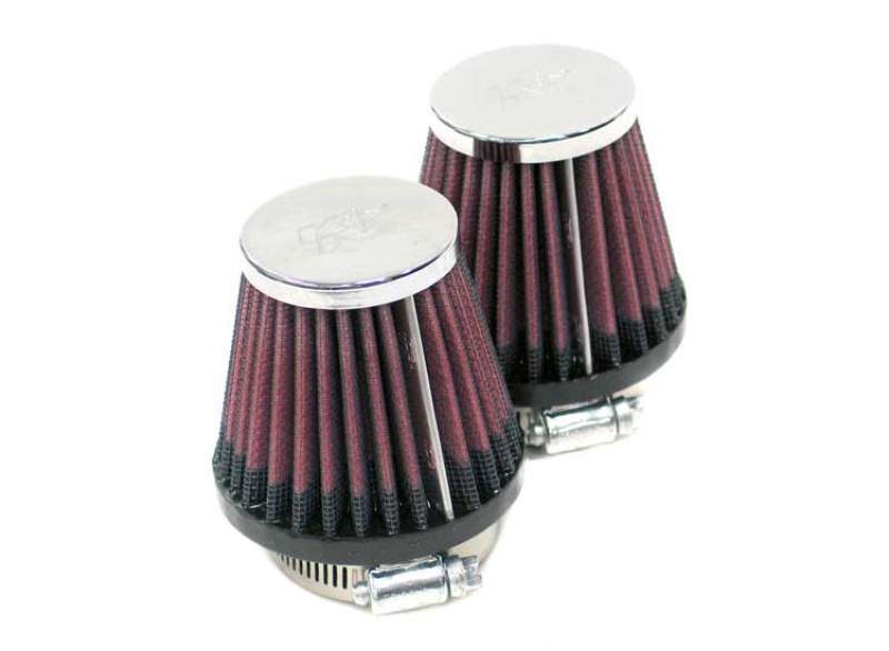 K&N Universal Chrome Filter 2.25in Flange / 3.5in Base / 2in Top / 4in Height - 2 Per Box - RC-1252 by K&N Engineering - fron