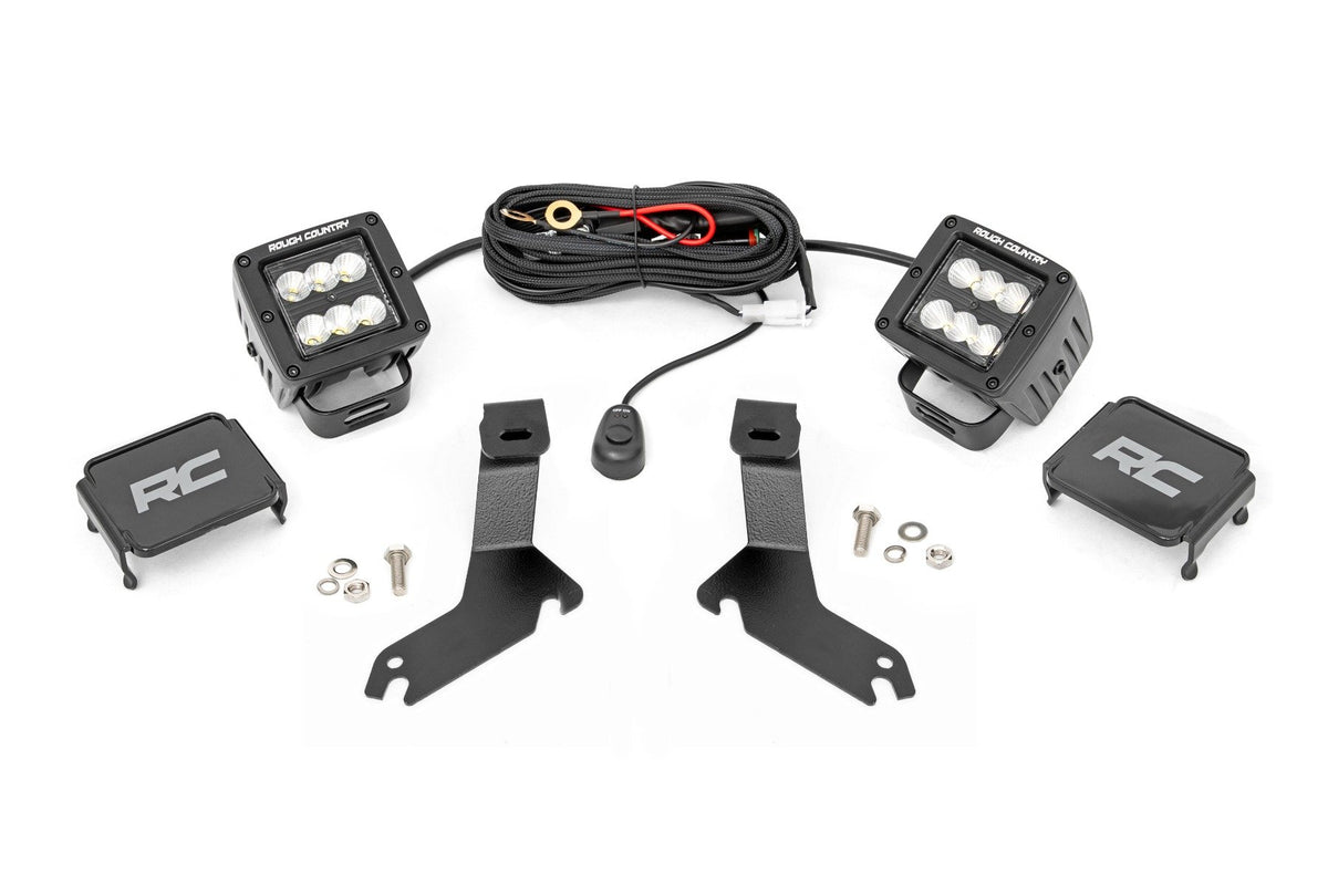 LED Light Kit | Ditch Mount | 2&quot; Black Pair | Flood | Chevy Silverado 1500 (99-06)