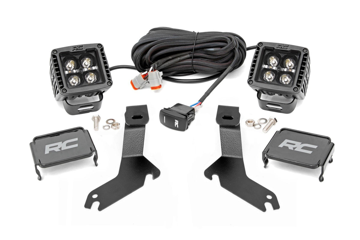LED Light Kit | Ditch Mount | 2&quot; Black Pair | Amber DRL | Chevy Silverado 1500 (99-06)