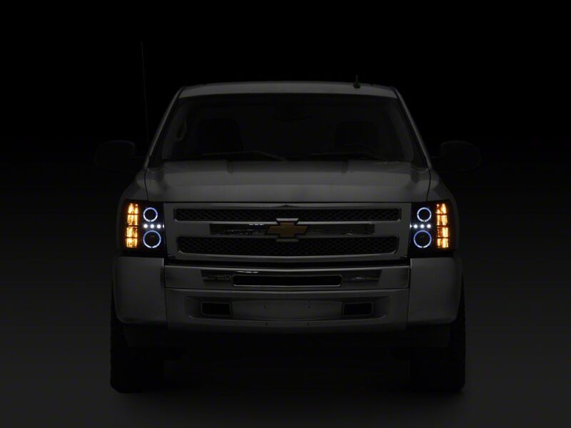 Raxiom 07-13 Chevrolet Silverado 1500 LED Halo Projector Headlights- Black Housing- Clear Lens - S112713 - close-up view 6