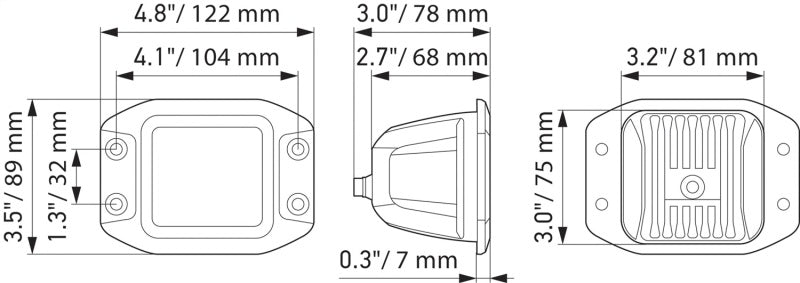 Hella Universal Black Magic 3.2in L.E.D. Cube Kit - Flood Beam (Flush Mount) - 358176831