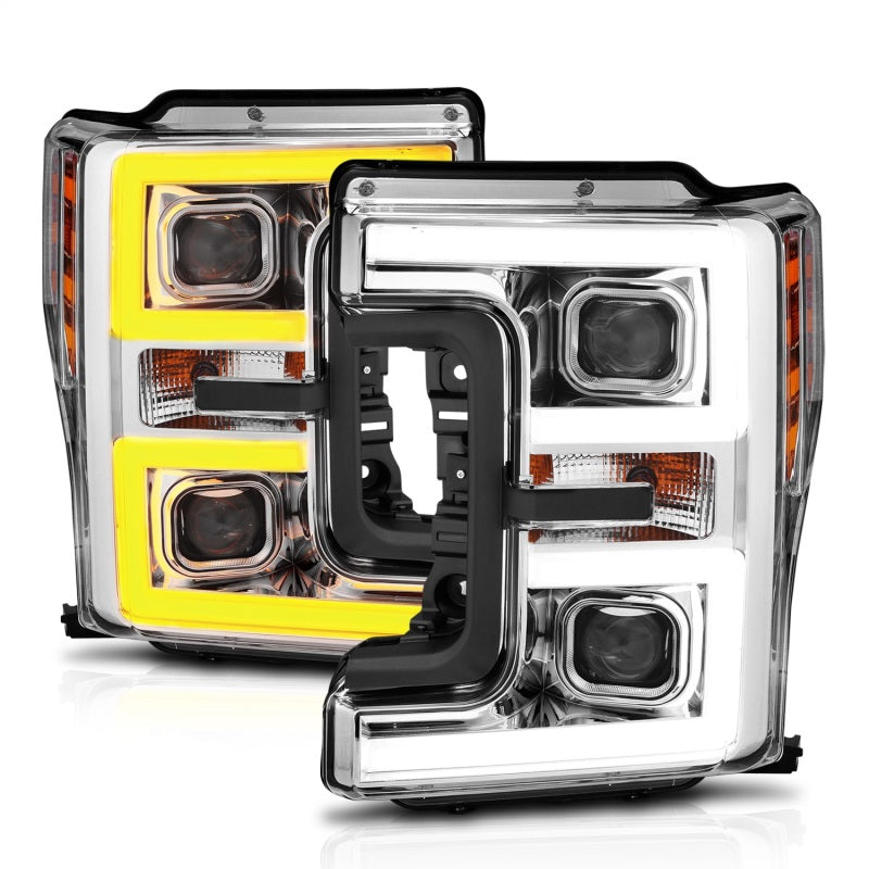 ANZO LED Headlights 17-18 Ford F-250 Super Duty Plank-Style L.E.D. Headlight Chrome (Pair) - 111389