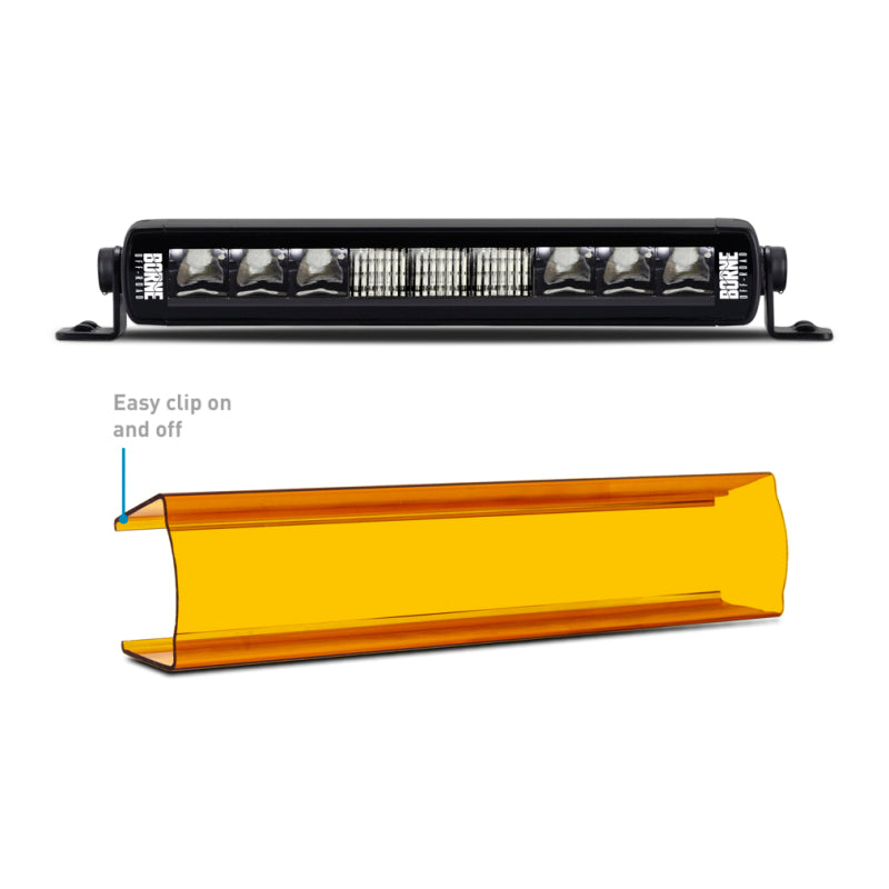 Borne Off-Road Light Bar Cover Single Row 10in Amber - BNLT-COV-SS10YL