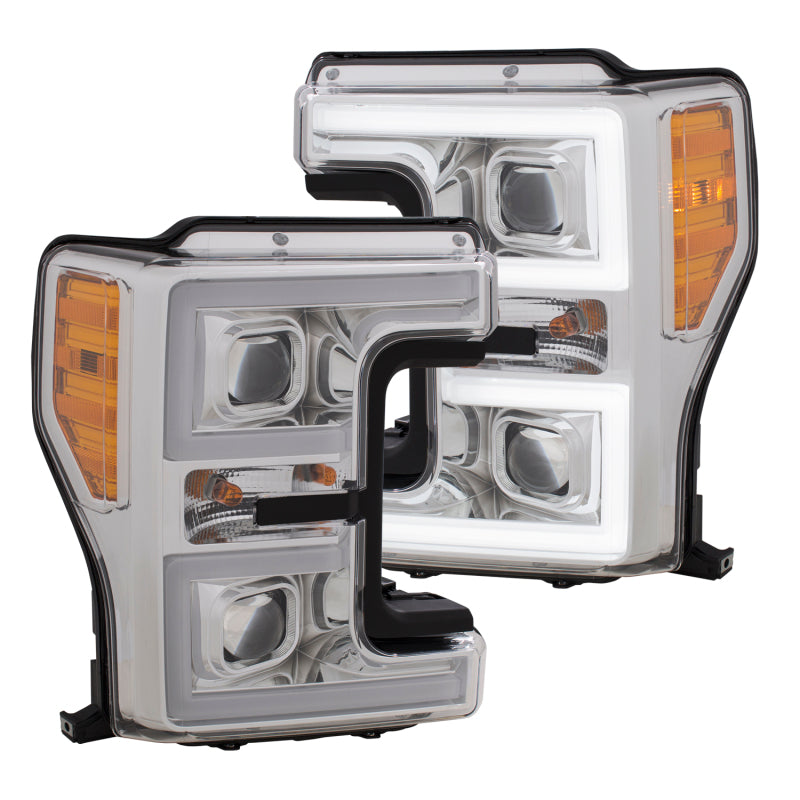ANZO LED Headlights 17-18 Ford F-250 Super Duty Plank-Style L.E.D. Headlight Chrome (Pair) - 111389