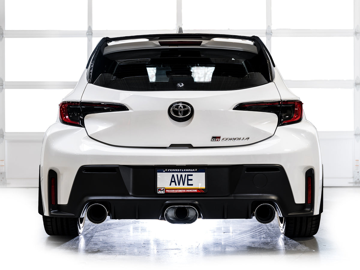 AWE 23-24 Toyota GR Corolla Track Edition Catback Exhaust - Chrome Silver Tips - 3020-52472