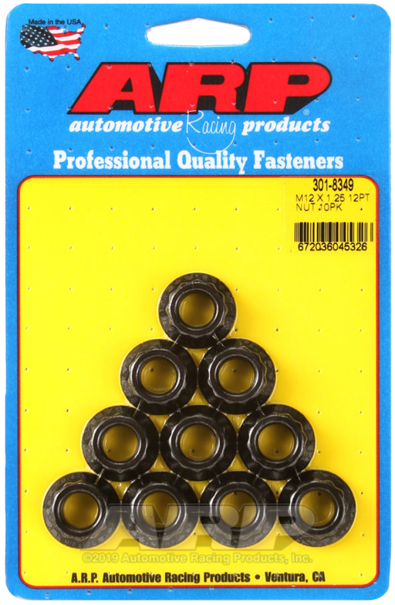 ARP M12 X 1.25 12pt nut kit 8740 Chrome Moly (Pack of 10) - 301-8349