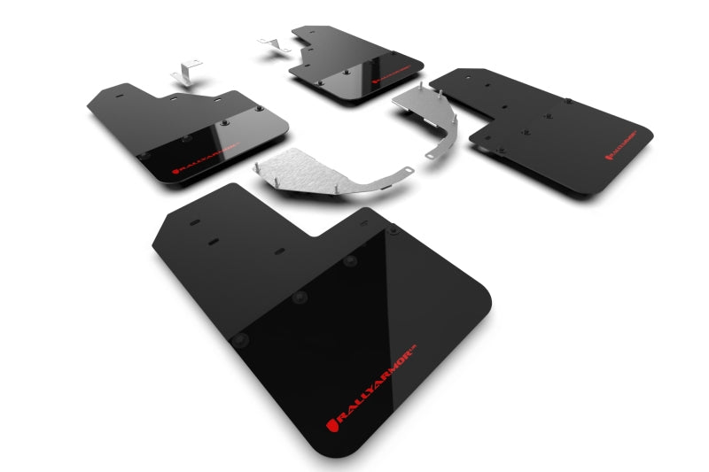 Rally Armor 21-24 Ford Bronco (Steel Bmpr - NO Rptr/Sprt - NO RR/RB) Blk Mud Flap w/Red Logo - MF85-NO-ST-RD