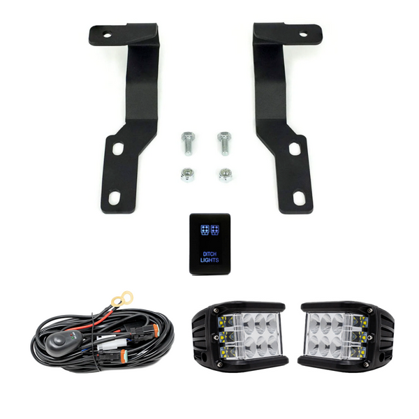 Cali Raised 05-15 Toyota Tacoma Low Prof Ditch Light Brackets Kit W/Cannon Pods No Switch - CR2899 - front view