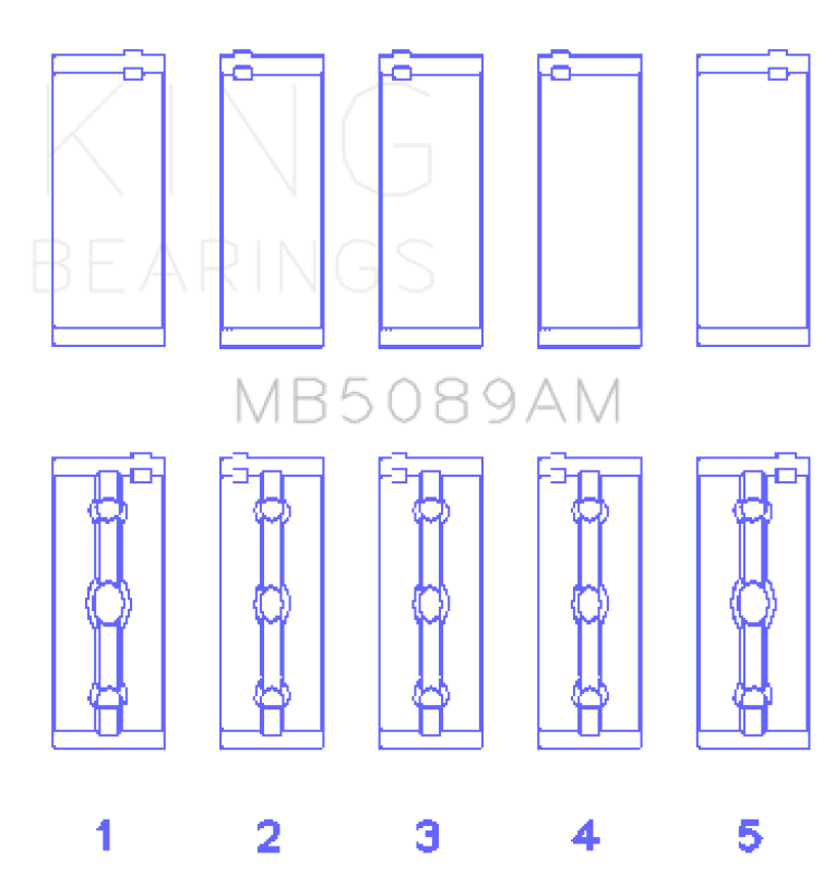 King Engine Bearings Toyota 1Rz (Size +0.75mm) Main Bearing Set - MB5089AM0.75