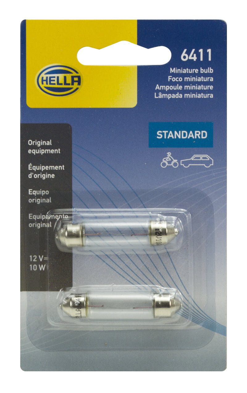 Hella Bulb 6411 12V 10W Sv858 T325 10X41(2) - 6411TB