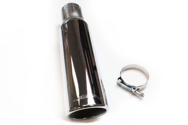 JBA 2.5in x 3.5in x 15in Polished Chrome Tip - Clamp On - 12-08215 by JBA - front view