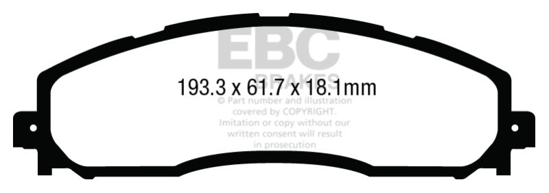 EBC 13+ Ford F250 (inc Super Duty) 6.2 (2WD) Ultimax2 Rear Brake Pads - UD1691