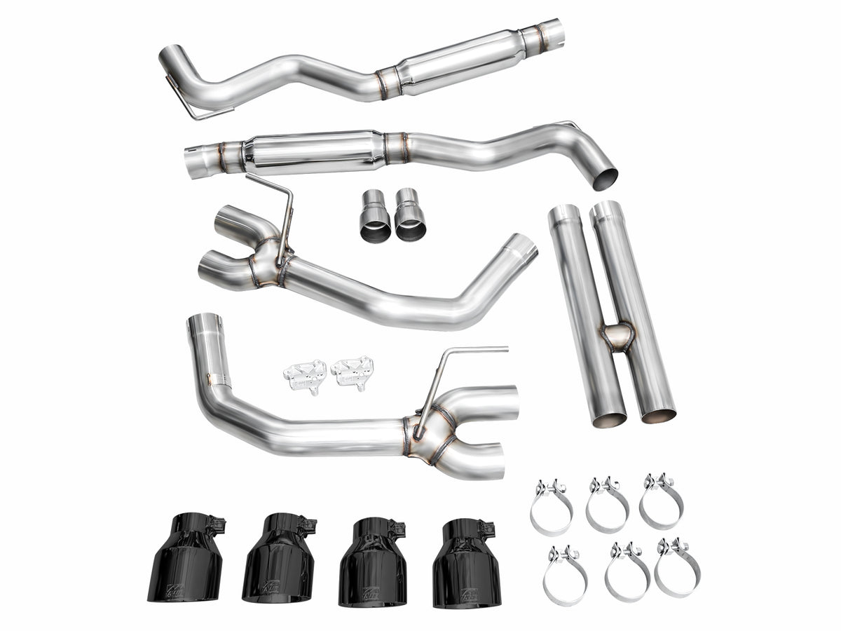 AWE 2024 Ford Mustang Dark Horse S650 RWD Track Edition Catback Exhaust w/ Quad Diamond Black Tips - 3020-43375