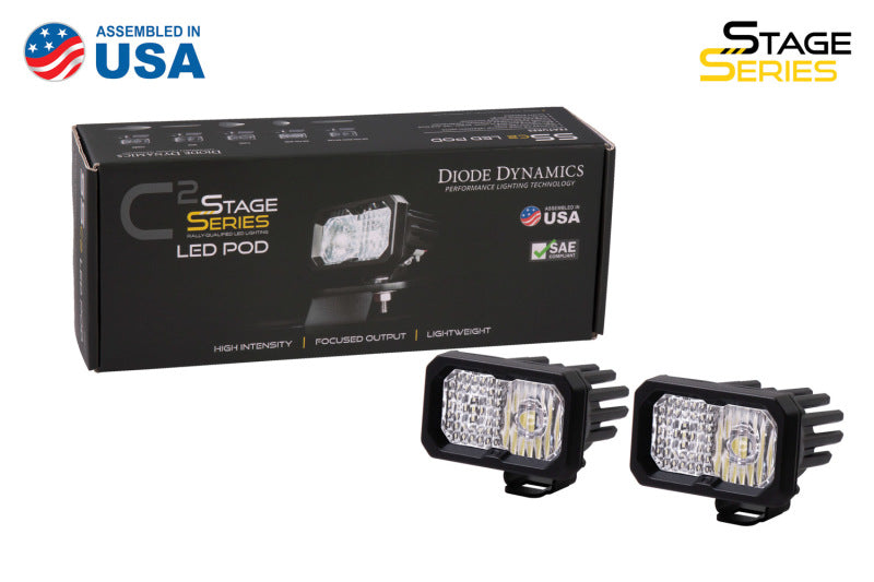 Diode Dynamics Stage Series 2 In LED Pod Sport - White Flood Standard RBL (Pair) - DD6394P by Diode Dynamics - side view