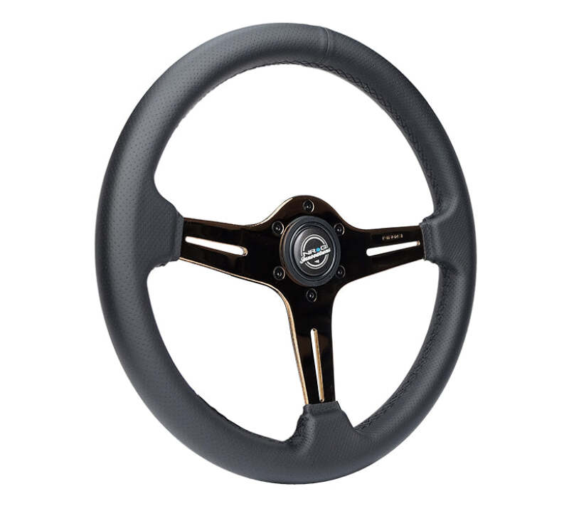 NRG Light Weight Gaming Steering Wheel - Blitz 350mm 3 Rose Gold Spokes Slits - Leather - No Dish - ST-018RG-PR - close-up view 2