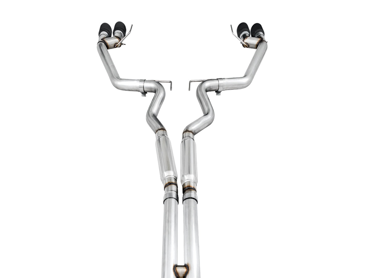 AWE Tuning 2018+ Ford Mustang GT (S550) Cat-back Exhaust - Track Edition (Quad Diamond Black Tips) - 3020-43072
