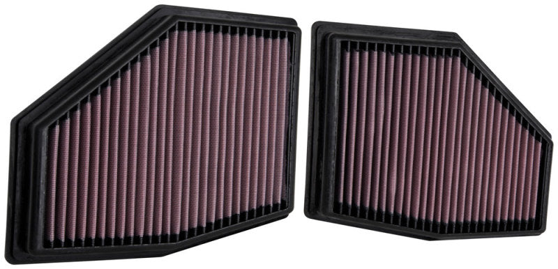 K&N 2020 BMW M550i 4.4L V8 Replacement Air Filter (2 Per Box) - 33-3155 for 2020-2025 BMW 8 Series - front view
