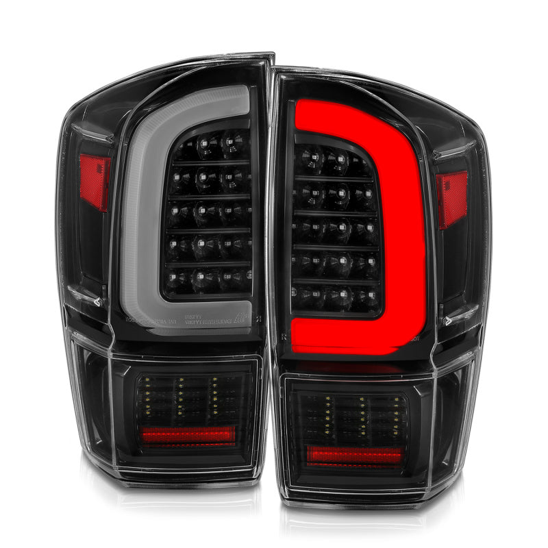 ANZO 16-21 Toyota Tacoma LED Tail Lights - w/ Light Bar Sequential Black Housing &amp; Clear Lens - 311400
