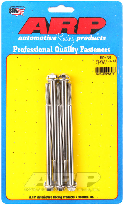ARP 1/4-20 x 4.750 hex SS bolts - 621-4750 by ARP
