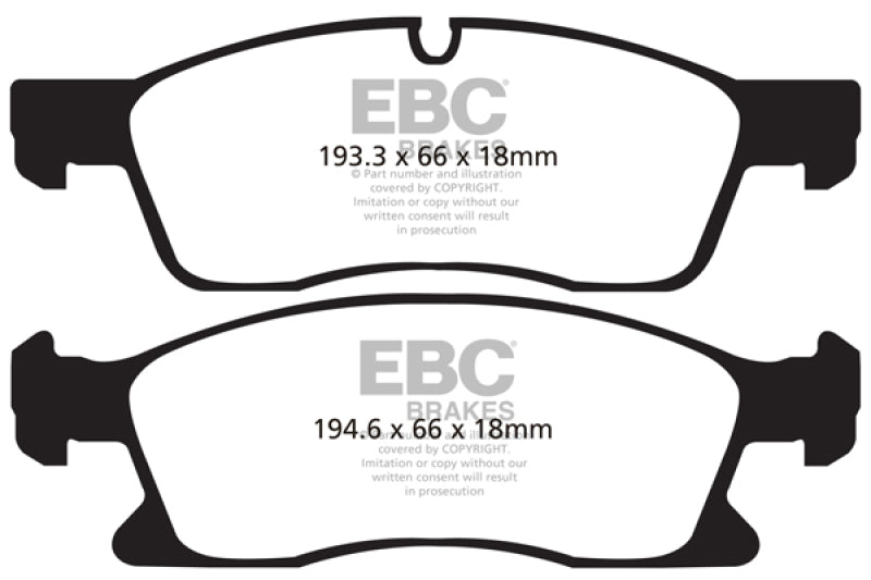 EBC 11+ Dodge Durango 3.6 Greenstuff Front Brake Pads - DP61871