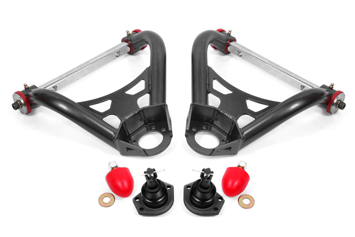BMR 64-72 A-Body Upper Non-Adj. A-Arms w/ Stock Spindles (Polyurethane) - Black Hammertone - AA017H