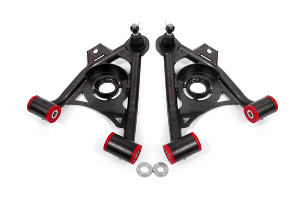 BMR 79-93 Fox Mustang Non-Adj Lower A-Arms Standard Ball Joint Spring Pocket - Black Hammertone - AA034H