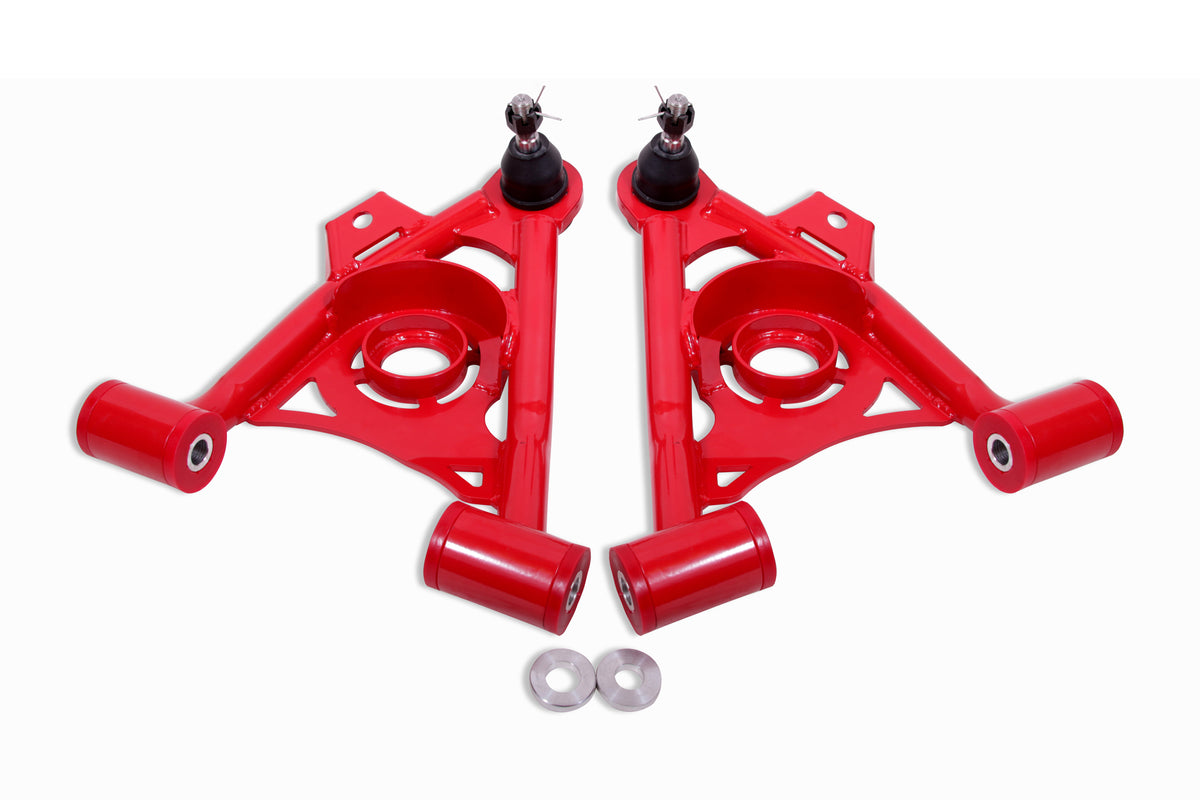 BMR 79-93 Fox Mustang Non-Adj Lower A-Arms Standard Ball Joint Spring Pocket - Red - AA034R