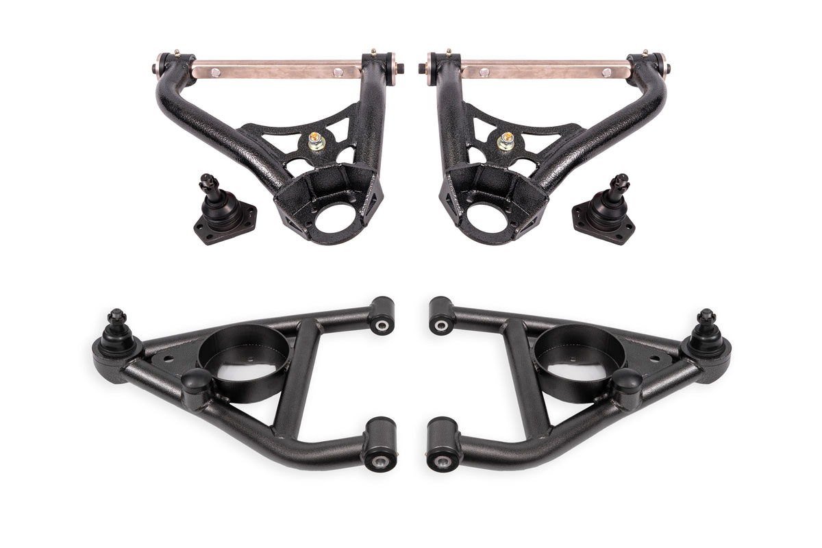 BMR 67-69 GM F-Body / 68-74 X-Body Non-Adj. Upper & Lower A-Arms (Polyurethane) - Black Hammertone - AAK311H