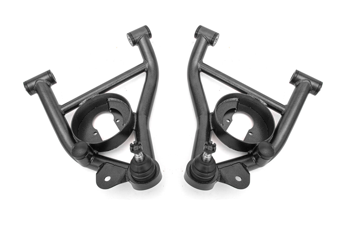 BMR 82-92 F-Body A-arms Lower DOM, Non-adj Delrin Bushings Spring Pocket - Black Hammertone - AAL331H